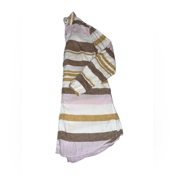 Rachel Zoe 100% Linen Striped Shirt Dress Tunic Medium Bust Boho resort - Picture 2 of 9
